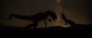 Preview wallpaper dinosaurs, space, starry sky, dark