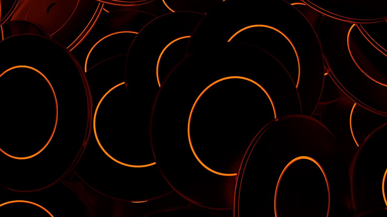 Wallpaper disks, dark, glow, circles