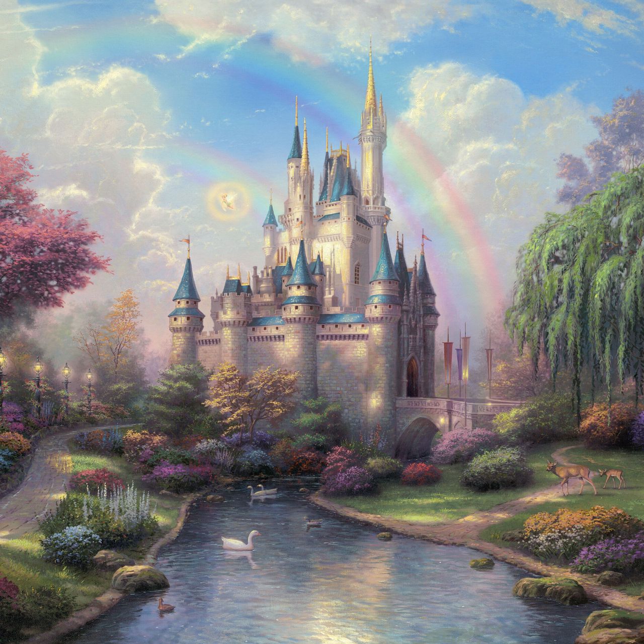 Download Wallpaper 1280x1280 Disneyland Park Art Fairy Painting Ipad Ipad 2 Ipad Mini For Parallax Hd Background