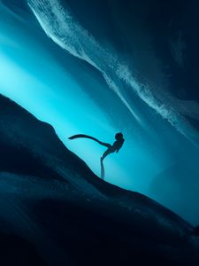 Preview wallpaper diver, depth, cave, ocean, underwater, art