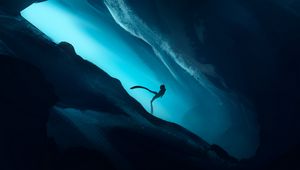 Preview wallpaper diver, depth, cave, ocean, underwater, art