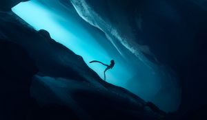 Preview wallpaper diver, depth, cave, ocean, underwater, art