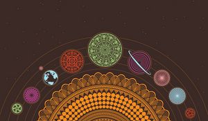 Preview wallpaper divination, planets, colorful, rotation