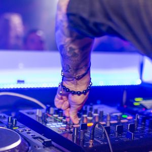 Preview wallpaper dj, mix, hand, remote, mixing desk, buttons, tattoo, bracelet, party