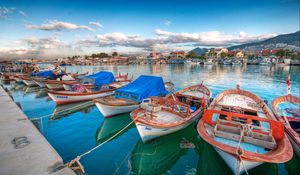 Preview wallpaper dock, boat, landscape