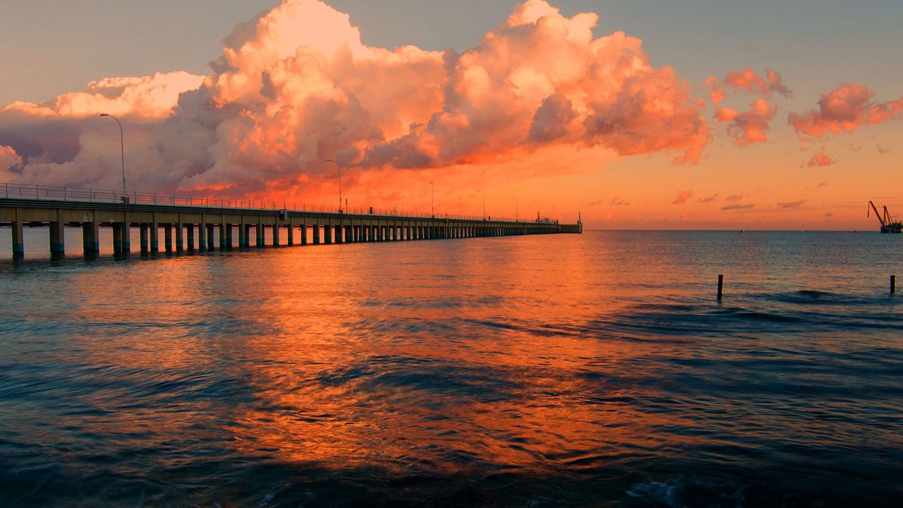 Wallpaper dock, pier, sea, sunset