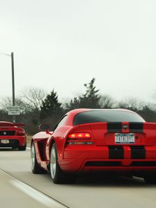 Preview wallpaper dodge, car, muscle car, red, speed, road