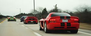 Preview wallpaper dodge, car, muscle car, red, speed, road