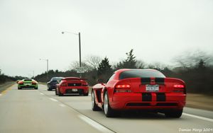Preview wallpaper dodge, car, muscle car, red, speed, road