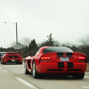 Preview wallpaper dodge, car, muscle car, red, speed, road