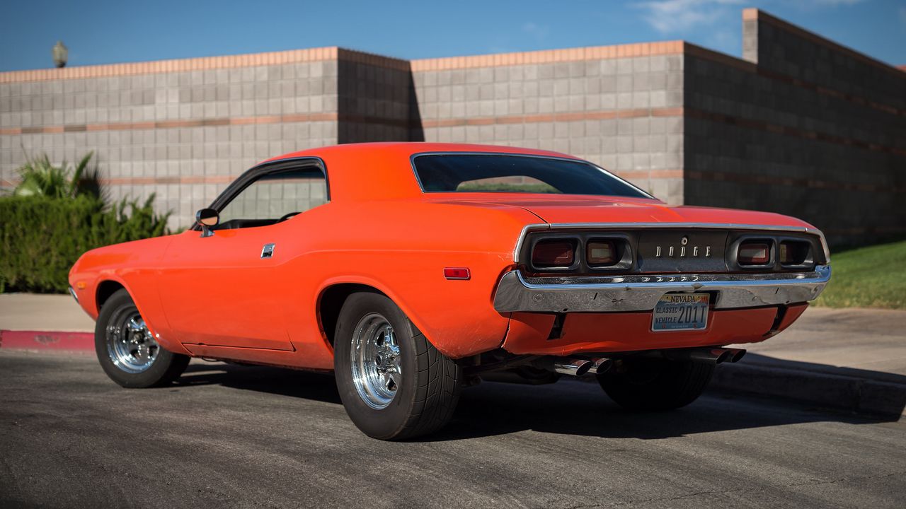 Wallpaper dodge, challenger, 1974, red, rear view