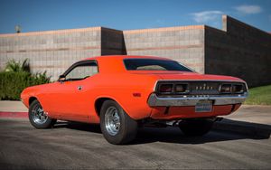 Preview wallpaper dodge, challenger, 1974, red, rear view