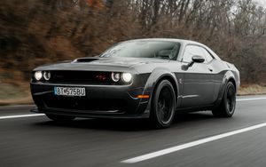 Preview wallpaper dodge challenger, dodge, car, muscle car, gray, road
