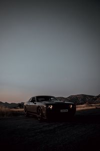 Preview wallpaper dodge challenger, dodge, car, black, dark, dusk