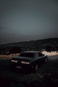 Preview wallpaper dodge challenger, dodge, car, black, tailights, night