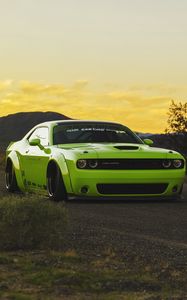 Preview wallpaper dodge challenger, muscle car, tuning, light green