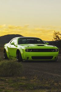 Preview wallpaper dodge challenger, muscle car, tuning, light green
