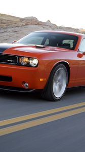 Preview wallpaper dodge, challenger, srt8, red, side view, motion