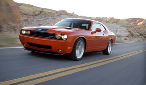 Preview wallpaper dodge, challenger, srt8, red, side view, motion