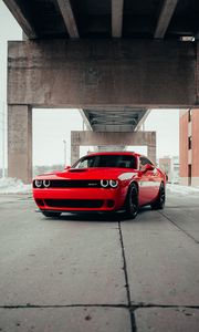 Preview wallpaper dodge challenger srt, dodge, car, sports car, red, front view