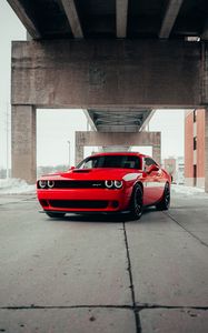 Preview wallpaper dodge challenger srt, dodge, car, sports car, red, front view