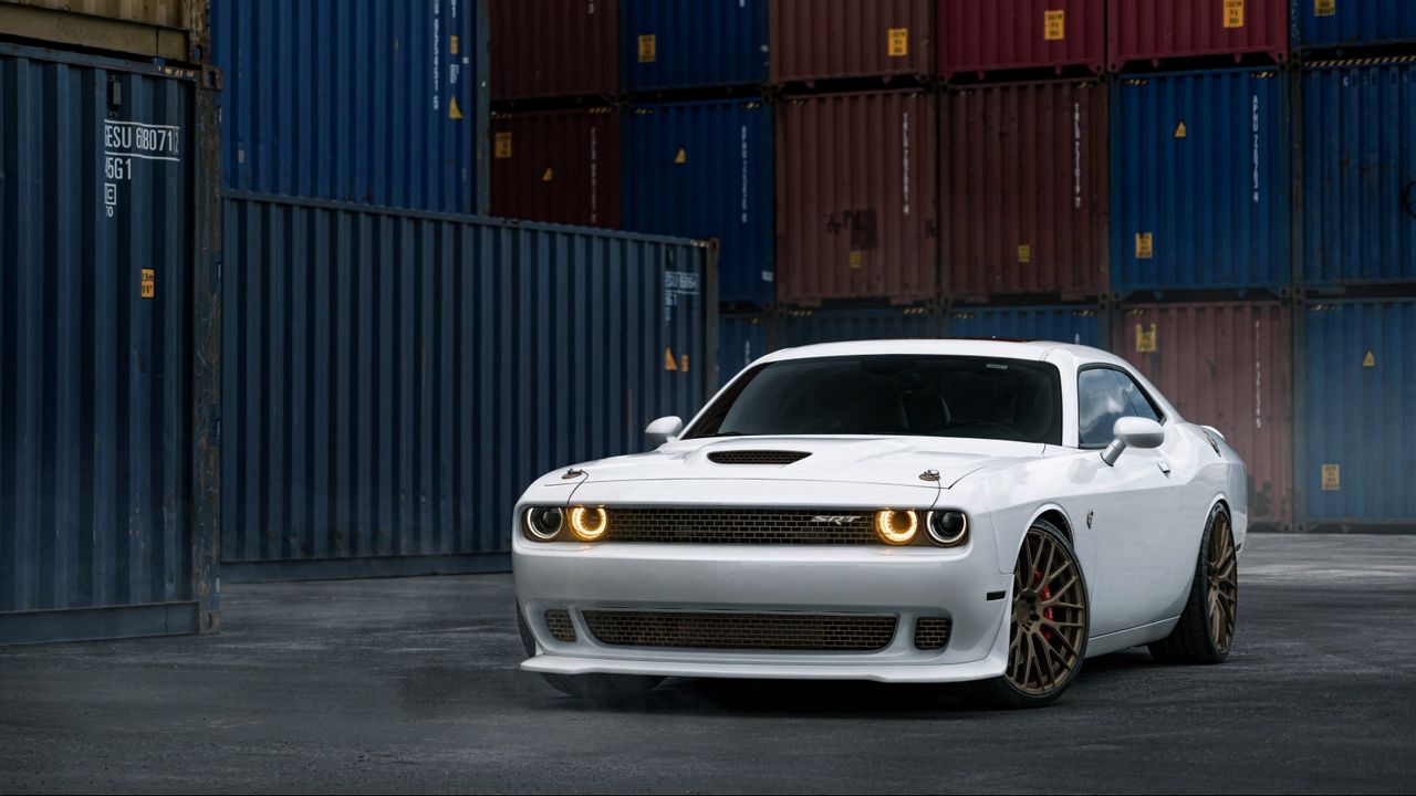 Wallpaper dodge challenger, white, front view