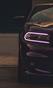 Preview wallpaper dodge charger, headlight, car, purple, light