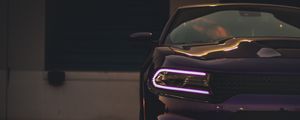 Preview wallpaper dodge charger, headlight, car, purple, light