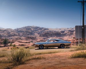 Preview wallpaper dodge charger rt 69, dodge, car, old, gray, desert