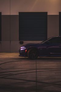 Preview wallpaper dodge charger, side view, headlight, purple