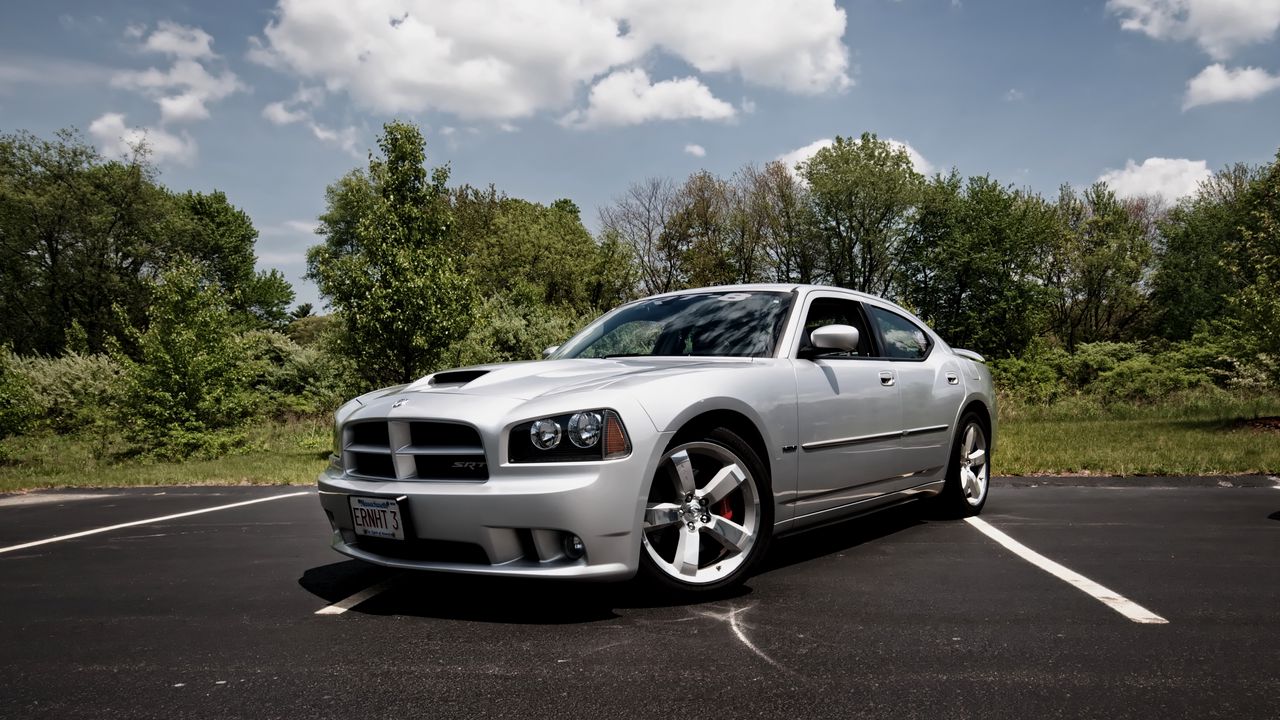 Wallpaper dodge charger srt8, supercar, cult car, silver, tuning, functional hood