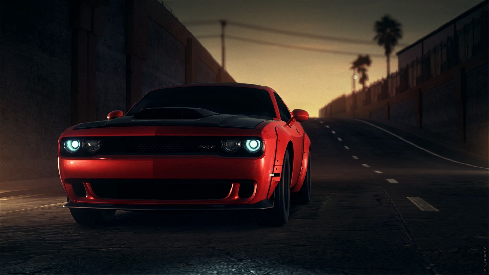 Download wallpaper 1920x1080 dodge srt, dodge, sportscar, red, front