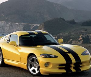 Preview wallpaper dodge viper, gts, yellow, side view