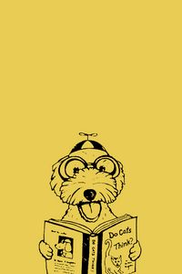 Preview wallpaper dog, book, funny, art, vector