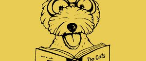 Preview wallpaper dog, book, funny, art, vector