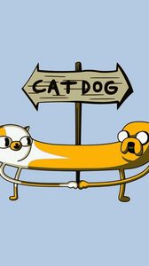 Preview wallpaper dog, cat, arrow