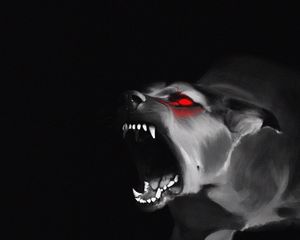 Preview wallpaper dog, grin, fangs, art