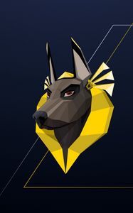 Preview wallpaper dog, pharaoh, polygon, yellow