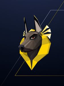 Preview wallpaper dog, pharaoh, polygon, yellow