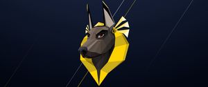 Preview wallpaper dog, pharaoh, polygon, yellow