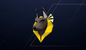 Preview wallpaper dog, pharaoh, polygon, yellow