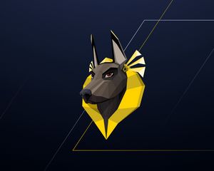 Preview wallpaper dog, pharaoh, polygon, yellow