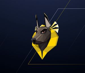 Preview wallpaper dog, pharaoh, polygon, yellow