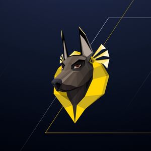 Preview wallpaper dog, pharaoh, polygon, yellow