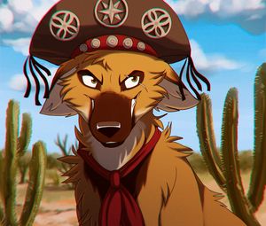 Preview wallpaper dog, pirate, art, hat, tie