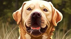 Preview wallpaper dog, protruding tongue, art, glance, pet
