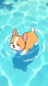 Preview wallpaper dog, puppy, pool, art, cute