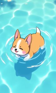 Preview wallpaper dog, puppy, pool, art, cute