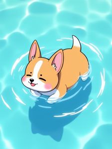 Preview wallpaper dog, puppy, pool, art, cute