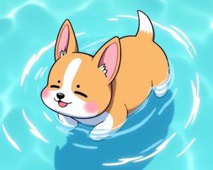 Preview wallpaper dog, puppy, pool, art, cute